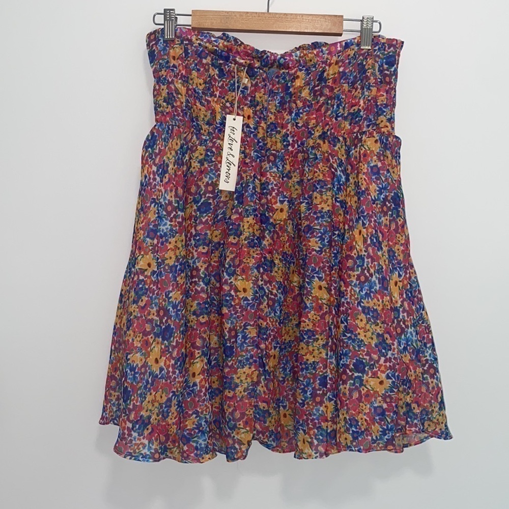 For Love and Lemons Sasha Bright Confetti Floral Strapless Mini Dress - Picture 8 of 12